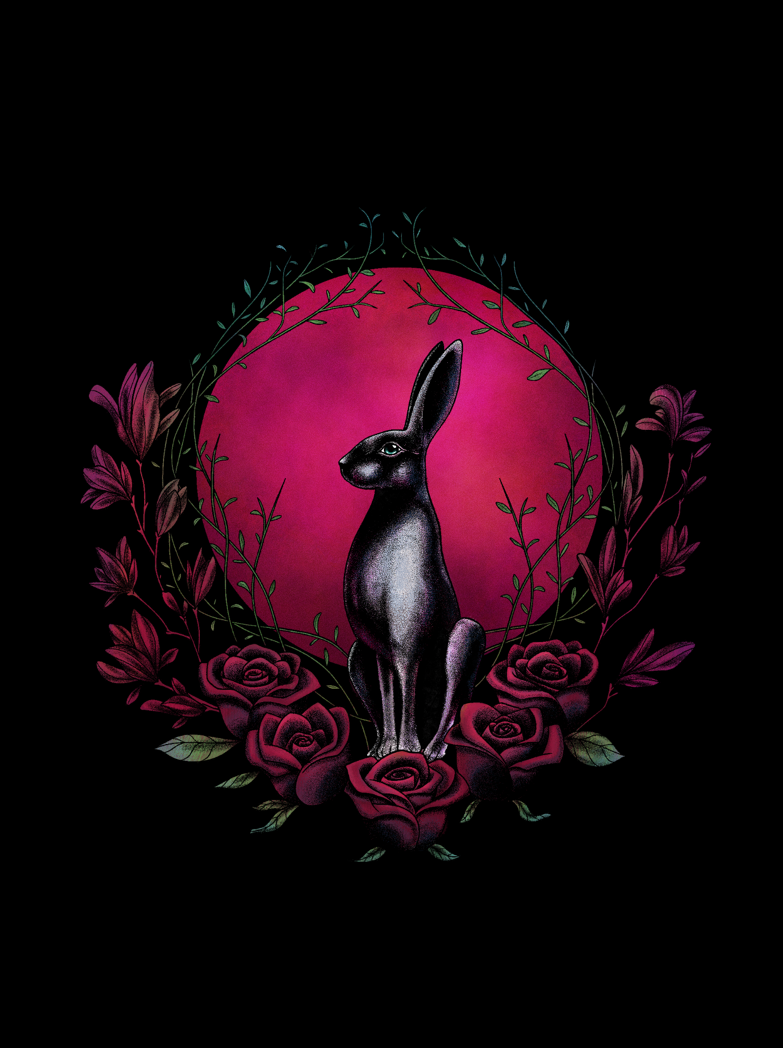 Rabbit and roses by Nicholas May